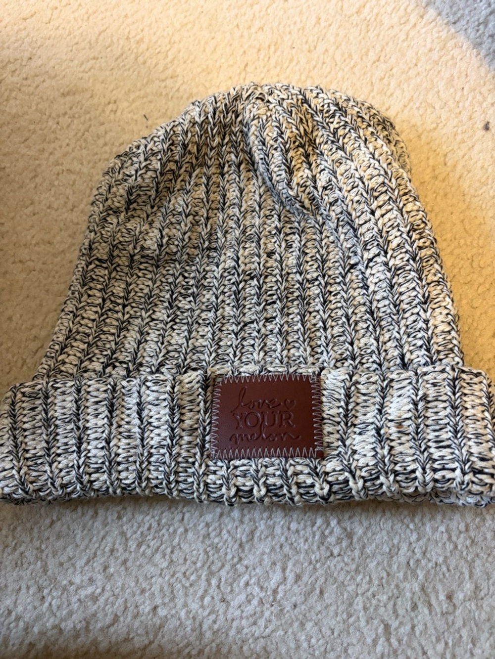 Love Your Melon Marled Knit Beanie - gray and black